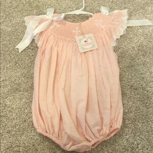 Pink Ruffled Cross Kids One Piece